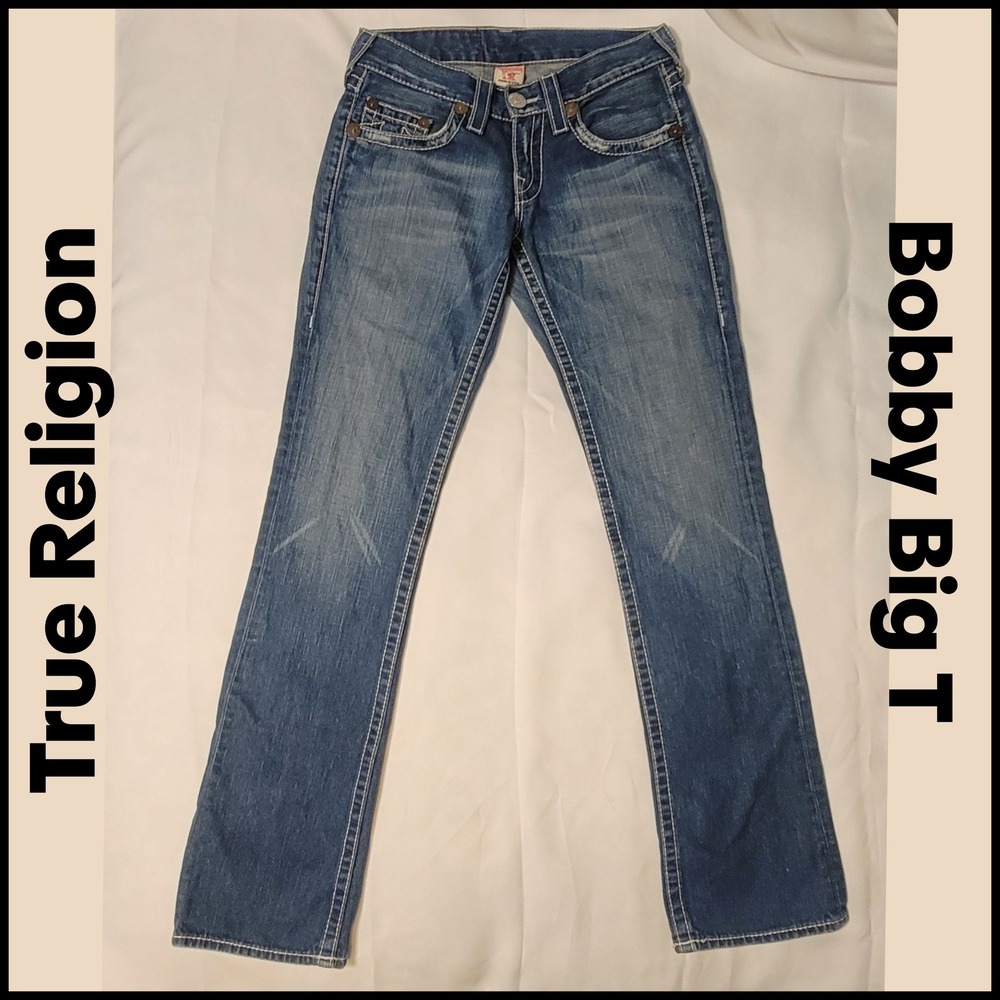 True Religion Bobby Big T Women's‎ Jeans Bootcut Medium Wash Size 28X33 Y2K